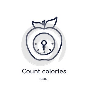 Linear count calories icon from General outline collection. Thin line count calories icon isolated on white background. count