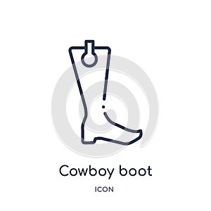 Linear cowboy boot icon from Desert outline collection. Thin line cowboy boot vector isolated on white background. cowboy boot