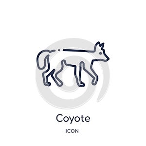 Linear coyote icon from Animals and wildlife outline collection. Thin line coyote vector isolated on white background. coyote