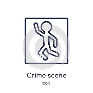 Linear crime scene icon from Law and justice outline collection. Thin line crime scene icon isolated on white background. crime