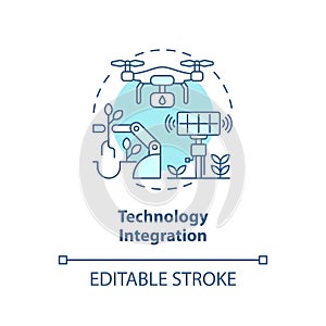 Linear customizable technology integration icon concept