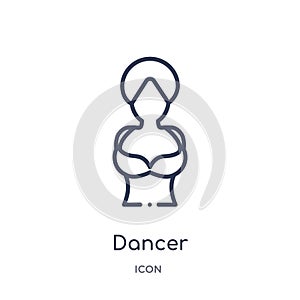 Linear dancer icon from Brazilia outline collection. Thin line dancer vector isolated on white background. dancer trendy