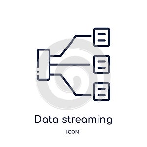 Linear data streaming icon from Internet security and networking outline collection. Thin line data streaming icon isolated on