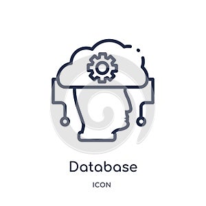 Linear database icon from Artificial intellegence and future technology outline collection. Thin line database vector isolated on