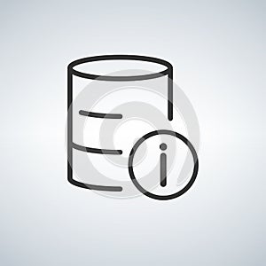 Linear Database, Server Isolated Flat Web Mobile Icon with info icon. Vector Illustration isolated on modern background.