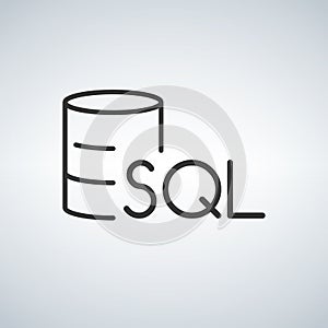 Linear Database, Server Isolated Flat Web Mobile Icon with SQL word. Vector Illustration isolated on modern background.