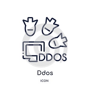 Linear ddos icon from Internet security and networking outline collection. Thin line ddos icon isolated on white background. ddos