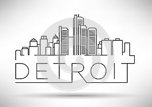 Linear Detroit City Silhouette with Typographic Design