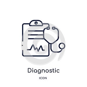 Linear diagnostic icon from Medical outline collection. Thin line diagnostic icon isolated on white background. diagnostic trendy