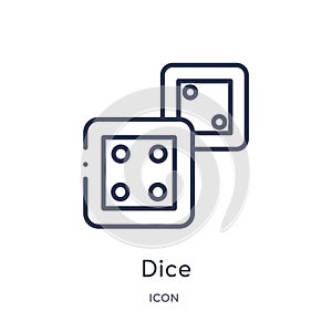 Linear dice icon from Entertainment and arcade outline collection. Thin line dice vector isolated on white background. dice trendy