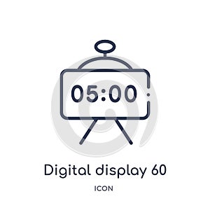 Linear digital display 60 icon from Education outline collection. Thin line digital display 60 vector isolated on white background