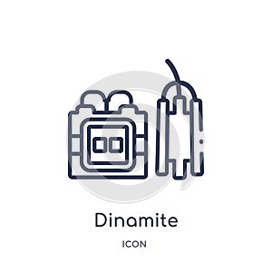 Linear dinamite icon from Army outline collection. Thin line dinamite vector isolated on white background. dinamite trendy