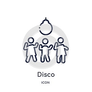 Linear disco icon from Discotheque outline collection. Thin line disco vector isolated on white background. disco trendy