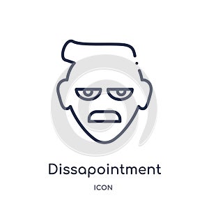 Linear dissapointment emoji icon from Emoji outline collection. Thin line dissapointment emoji vector isolated on white background