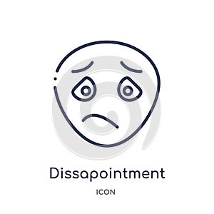 Linear dissapointment icon from Emotions outline collection. Thin line dissapointment vector isolated on white background.