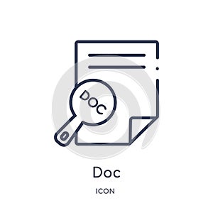Linear doc icon from File type outline collection. Thin line doc vector isolated on white background. doc trendy illustration