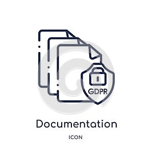 Linear documentation icon from Gdpr outline collection. Thin line documentation icon isolated on white background. documentation