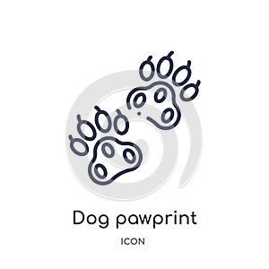 Linear dog pawprint icon from Charity outline collection. Thin line dog pawprint vector isolated on white background. dog pawprint photo