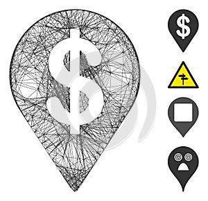 Linear Dollar Map Pointer Vector Mesh