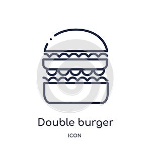 Linear double burger icon from Food outline collection. Thin line double burger icon isolated on white background. double burger