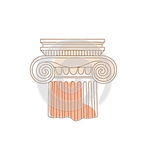 Linear drawing ancient Greek column.