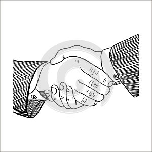 linear drawing of hands...Business handshake contract