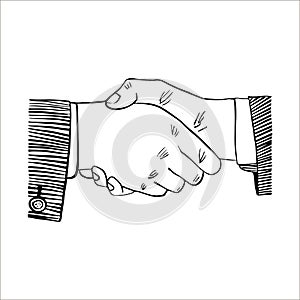 linear drawing of hands...Business handshake contract