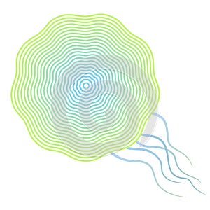 Linear drawing jellyfish. Abstract graphics sound waves