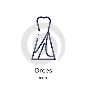 Linear drees icon from Clothes outline collection. Thin line drees vector isolated on white background. drees trendy illustration