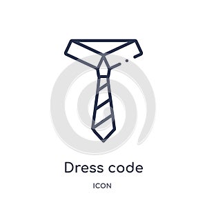 Linear dress code icon from Business and analytics outline collection. Thin line dress code vector isolated on white background.