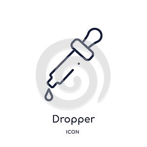 Linear dropper icon from Edit outline collection. Thin line dropper vector isolated on white background. dropper trendy