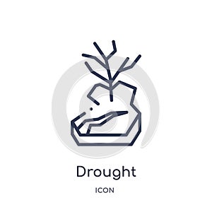 Linear drought icon from Meteorology outline collection. Thin line drought icon isolated on white background. drought trendy