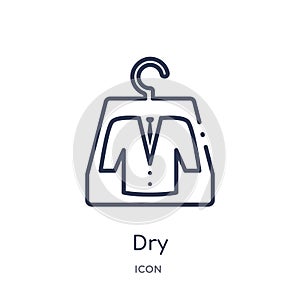 Linear dry icon from Cleaning outline collection. Thin line dry vector isolated on white background. dry trendy illustration