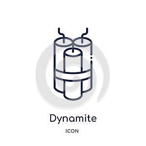 Linear dynamite icon from Army and war outline collection. Thin line dynamite vector isolated on white background. dynamite trendy