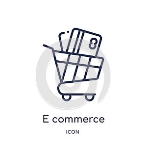 Linear e commerce shopping cart tool icon from Commerce outline collection. Thin line e commerce shopping cart tool icon isolated