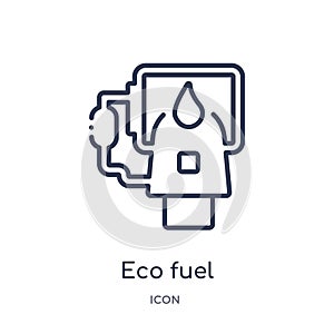 Linear eco fuel icon from Ecology outline collection. Thin line eco fuel vector isolated on white background. eco fuel trendy