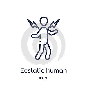 Linear ecstatic human icon from Feelings outline collection. Thin line ecstatic human vector isolated on white background.