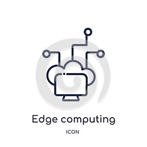 Linear edge computing icon from General outline collection. Thin line edge computing icon isolated on white background. edge