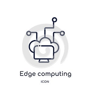 Linear edge computing icon from General outline collection. Thin line edge computing icon isolated on white background. edge photo