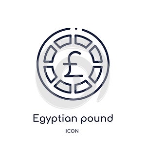Linear egyptian pound icon from Africa outline collection. Thin line egyptian pound vector isolated on white background. egyptian