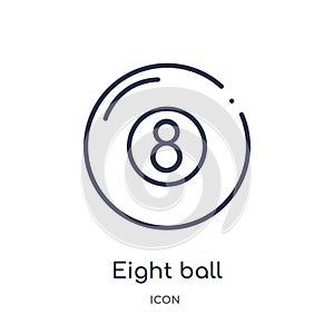 Linear eight ball icon from Entertainment and arcade outline collection. Thin line eight ball vector isolated on white background