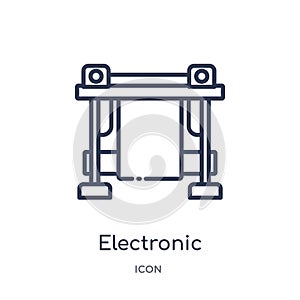 Linear electronic print machine icon from Industry outline collection. Thin line electronic print machine icon isolated on white