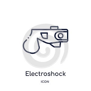 Linear electroshock weapon icon from Law and justice outline collection. Thin line electroshock weapon icon isolated on white