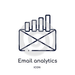 Linear email analytics icon from Business and analytics outline collection. Thin line email analytics vector isolated on white