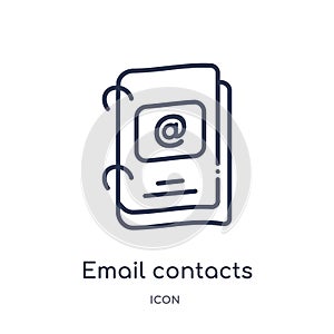 Linear email contacts icon from Business outline collection. Thin line email contacts icon isolated on white background. email