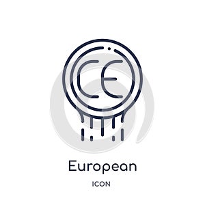 Linear european conformity icon from Logo outline collection. Thin line european conformity icon isolated on white background.