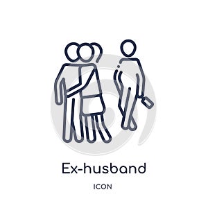 Linear ex-husband icon from Family relations outline collection. Thin line ex-husband vector isolated on white background. ex-