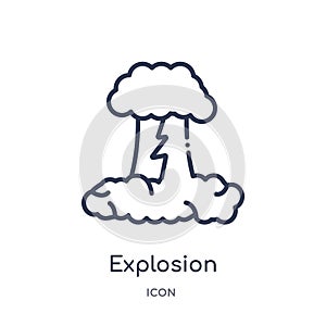 Linear explosion icon from Army and war outline collection. Thin line explosion vector isolated on white background. explosion