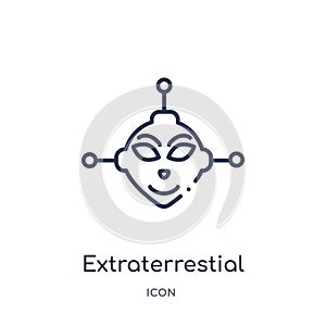 Linear extraterrestial head icon from Astronomy outline collection. Thin line extraterrestial head vector isolated on white