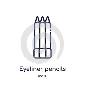 Linear eyeliner pencils icon from Fashion outline collection. Thin line eyeliner pencils icon isolated on white background.